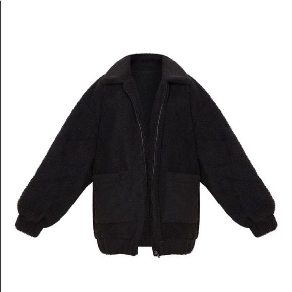 PrettyLittleThing Jackets & Blazers - PrettyLittleThing Black Oversized Teddy Jacket
